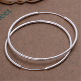 925 Silver Matte Round Circle 50/60mm Hoop Earring Wedding Party Jewelry