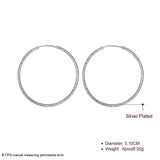 925 Silver Matte Round Circle 50/60mm Hoop Earring Wedding Party Jewelry