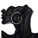 925 Silver Matte Round Circle 50/60mm Hoop Earring Wedding Party Jewelry
