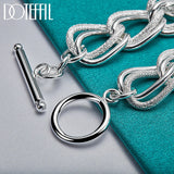 925 Silver Matte Ring Chain Bracelet Wedding Jewelry
