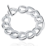 925 Silver Matte Ring Chain Bracelet Wedding Jewelry