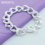 925 Silver Matte Smooth Ring Chain Bracelet