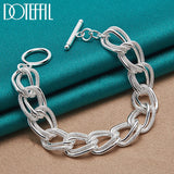 925 Sterling Silver Matte Smooth Ring Chain Bracelet