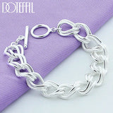 925 Silver Matte Smooth Ring Chain Bracelet