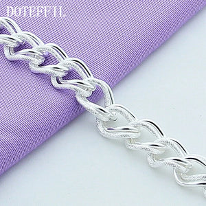 925 Silver Matte Smooth Ring Chain Bracelet