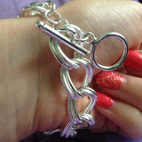 925 Silver Matte Smooth Ring Chain Bracelet