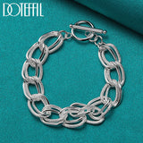 925 Sterling Silver Matte Smooth Ring Chain Bracelet