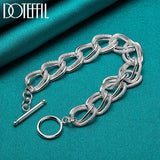 925 Silver Matte Ring Chain Bracelet Wedding Jewelry