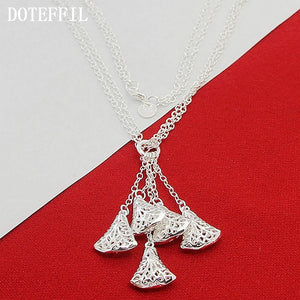 925 Sterling Silver Multi-Chain Hollow Ball Five Pendant Necklace Chain