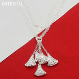 925 Sterling Silver Multi-Chain Hollow Ball Five Pendant Necklace Chain