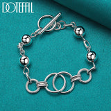 925 Silver Multi-Circle Bead Chain Bracelet Wedding Jewelry