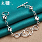 925 Silver Multi-Circle Bead Chain Bracelet Wedding Jewelry