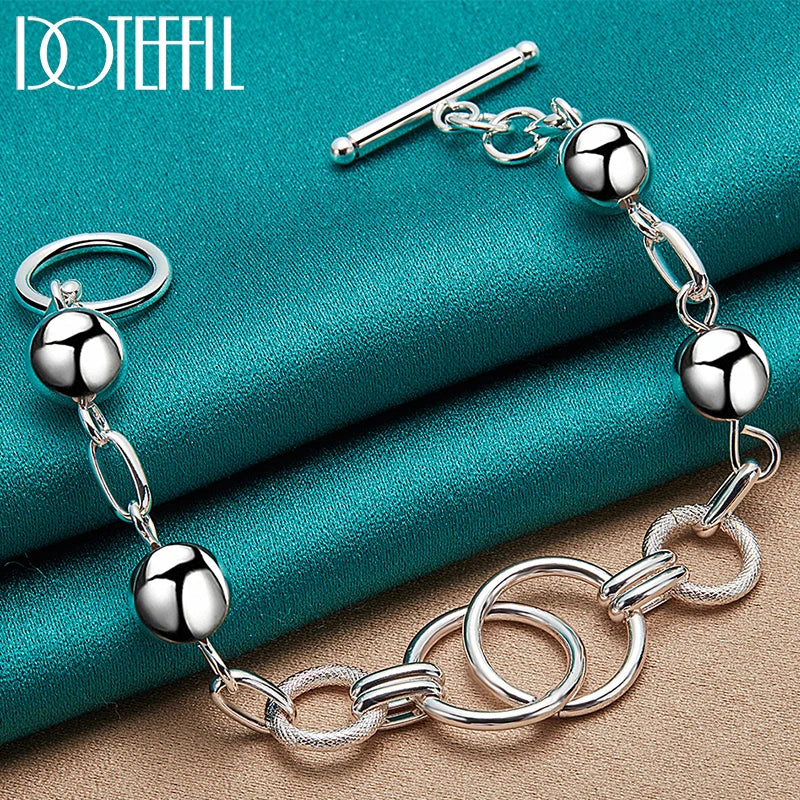 925 Silver Multi-Circle Bead Chain Bracelet Wedding Jewelry
