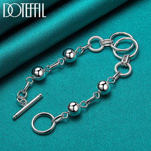 925 Silver Multi-Circle Bead Chain Bracelet Wedding Jewelry