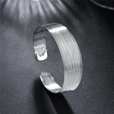 925 Silver Multi-Line Bracelet Bangle For Women