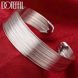 925 Silver Multi-Line Bracelet Bangle For Women