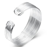 925 Silver Multi-Line Bracelets Bangle For Women Men High Gift