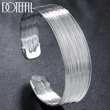 925 Silver Multi-Line Bracelet Bangle for Women Man High Gift
