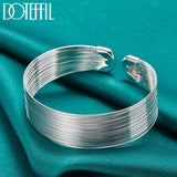 925 Silver Multi-Line Bracelets Bangle For Women Men High Gift