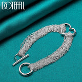 925 Sterling Silver Multi-Line Chain Heart Bracelet