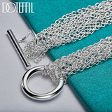 925 Sterling Silver Multi-Line Chain Heart Bracelet