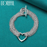 925 Sterling Silver Multi-Line Chain Heart Bracelet