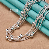 925 Silver Snake Chain Beads Necklace Wedding Party
