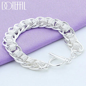 925 Silver Multi-Ring Bracelet for Women Charm Jewelry