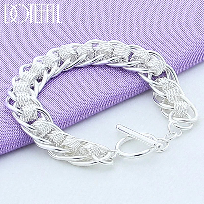 925 Silver Multi-Ring Bracelet for Women Charm Jewelry