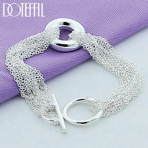 925 Silver Multi-chain Round O Bracelet Wedding Jewelry