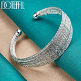 925 Silver Multi-line Bangle Bracelet Wedding Engagement Jewelry