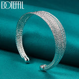 925 Silver Multi-line Bangle Bracelet Wedding Engagement Jewelry