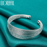 925 Silver Multi-line Bangle Bracelet Wedding Engagement Jewelry