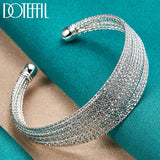 925 Silver Multi-line Bangle Bracelet Wedding Engagement Jewelry