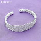 925 Silver Multi-line Bangle Bracelet Wedding Engagement Charm Jewelry