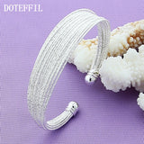 925 Silver Multi-line Bangle Bracelet Wedding Engagement Charm Jewelry