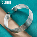 925 Silver Multi-line Bracelet Bangle Wedding Engagement Charm