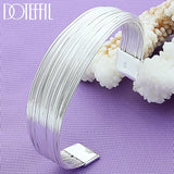925 Silver Multi-line Bracelet Bangle Wedding Engagement Charm