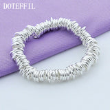 925 Silver Multi-turn Circle Round Bracelet Women Men Wedding Jewelry