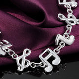 925 Silver Music Symbol Bracelet Wedding Engagement Jewelry