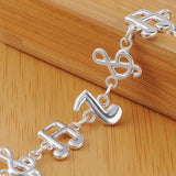 925 Silver Music Symbol Bracelet Women Wedding Jewelry