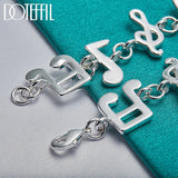 925 Silver Music Symbol Chain Bracelet Women Wedding Party Jewelry