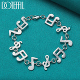 925 Silver Music Symbol Chain Bracelet Women Wedding Party Jewelry