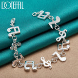 925 Silver Music Symbol Chain Bracelet Women Wedding Party Jewelry