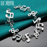 925 Silver Music Symbol Chain Bracelet Women Wedding Party Jewelry