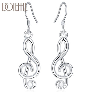 925 Silver Musical Note Earrings Drop Wedding Jewelry