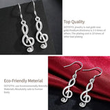 925 Silver Musical Note Earrings Drop Wedding Jewelry