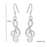925 Silver Musical Note Earrings Drop Wedding Jewelry