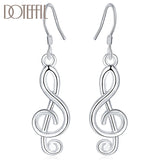 925 Silver Musical Note Earrings Drop Wedding Jewelry