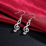 925 Silver Musical Note Earrings Drop Wedding Jewelry